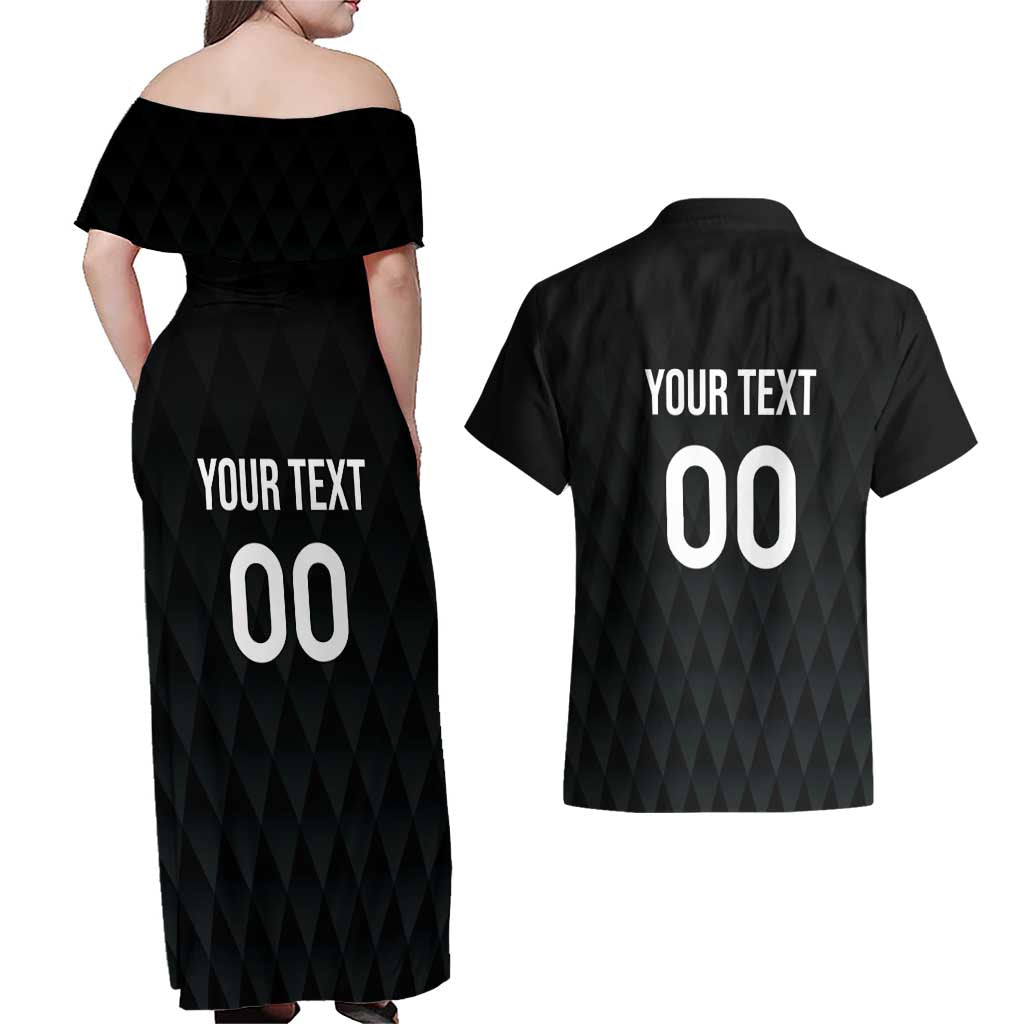 Custom Germany Rugby Couples Matching Off Shoulder Maxi Dress and Hawaiian Shirt Black Eagles Special Style