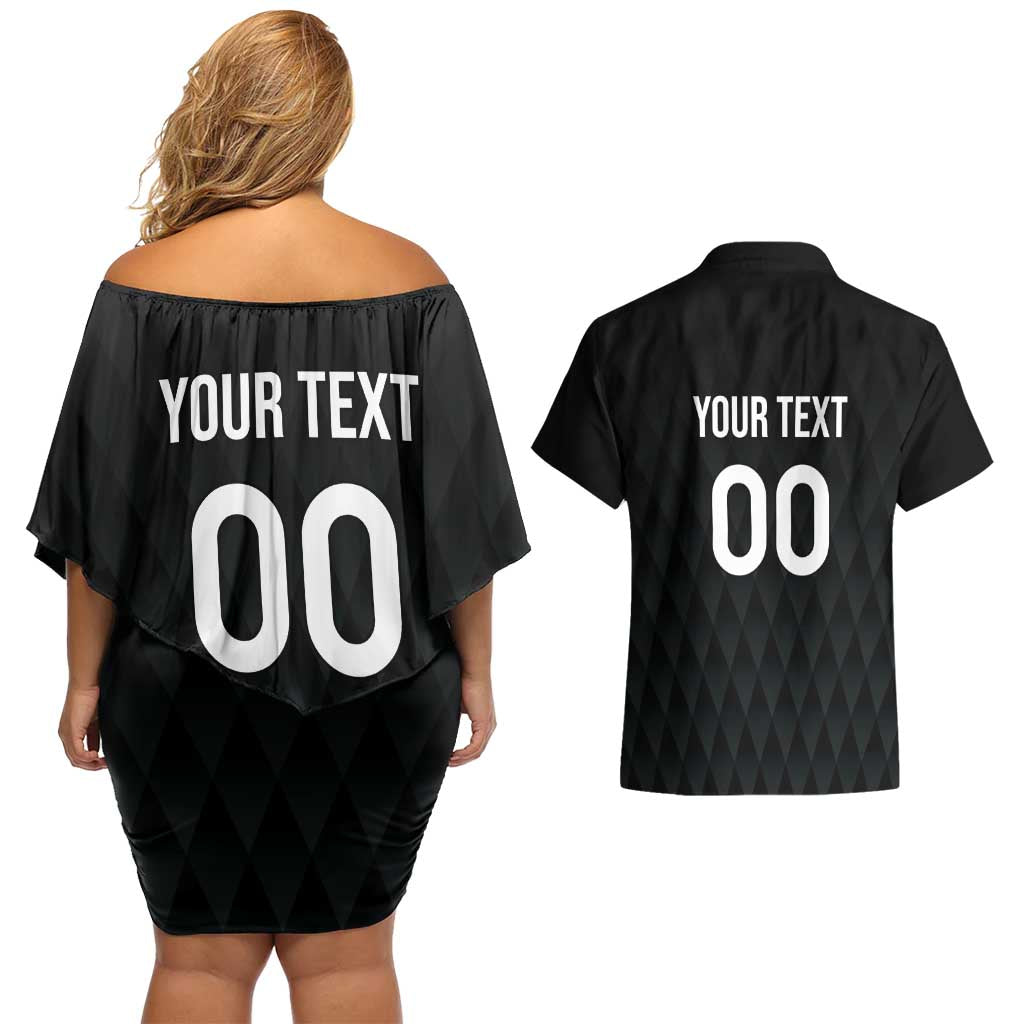 Custom Germany Rugby Couples Matching Off Shoulder Short Dress and Hawaiian Shirt Black Eagles Special Style