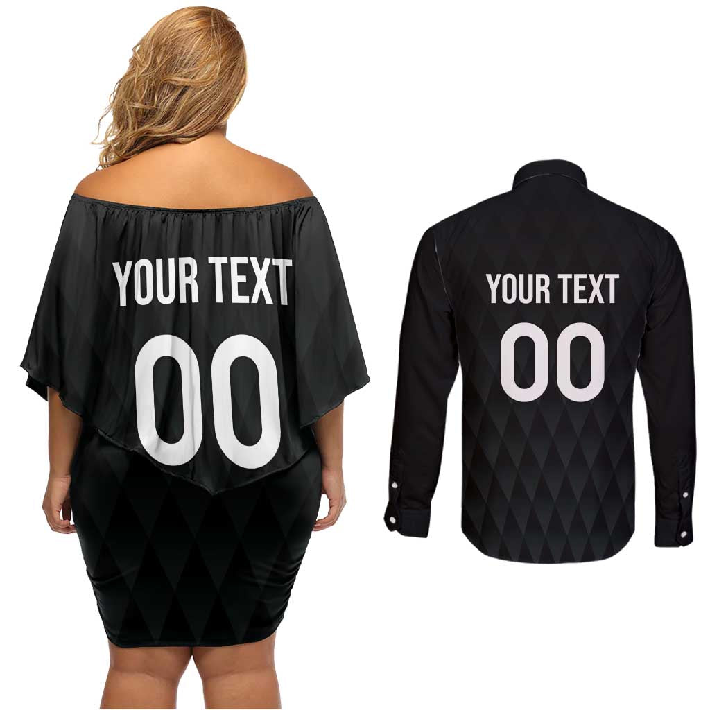 Custom Germany Rugby Couples Matching Off Shoulder Short Dress and Long Sleeve Button Shirt Black Eagles Special Style