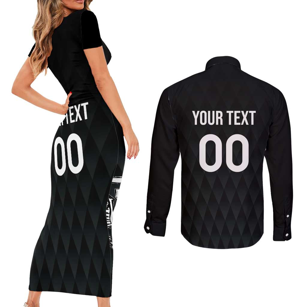 Custom Germany Rugby Couples Matching Short Sleeve Bodycon Dress and Long Sleeve Button Shirt Black Eagles Special Style