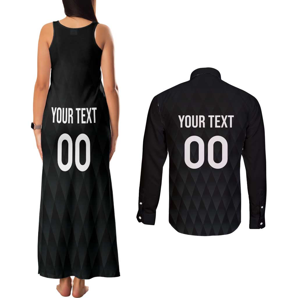 Custom Germany Rugby Couples Matching Tank Maxi Dress and Long Sleeve Button Shirt Black Eagles Special Style