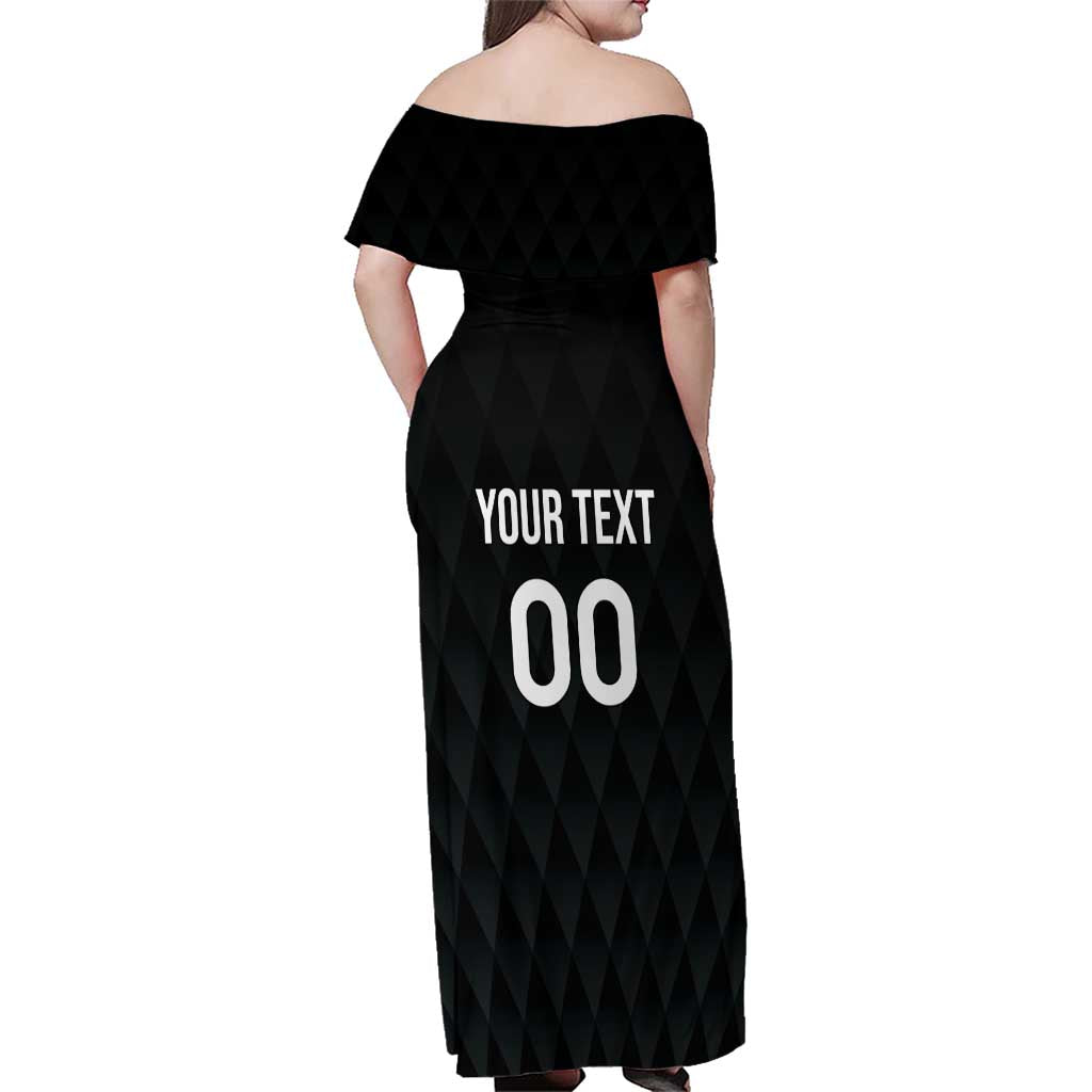 Custom Germany Rugby Family Matching Off Shoulder Maxi Dress and Hawaiian Shirt Black Eagles Special Style