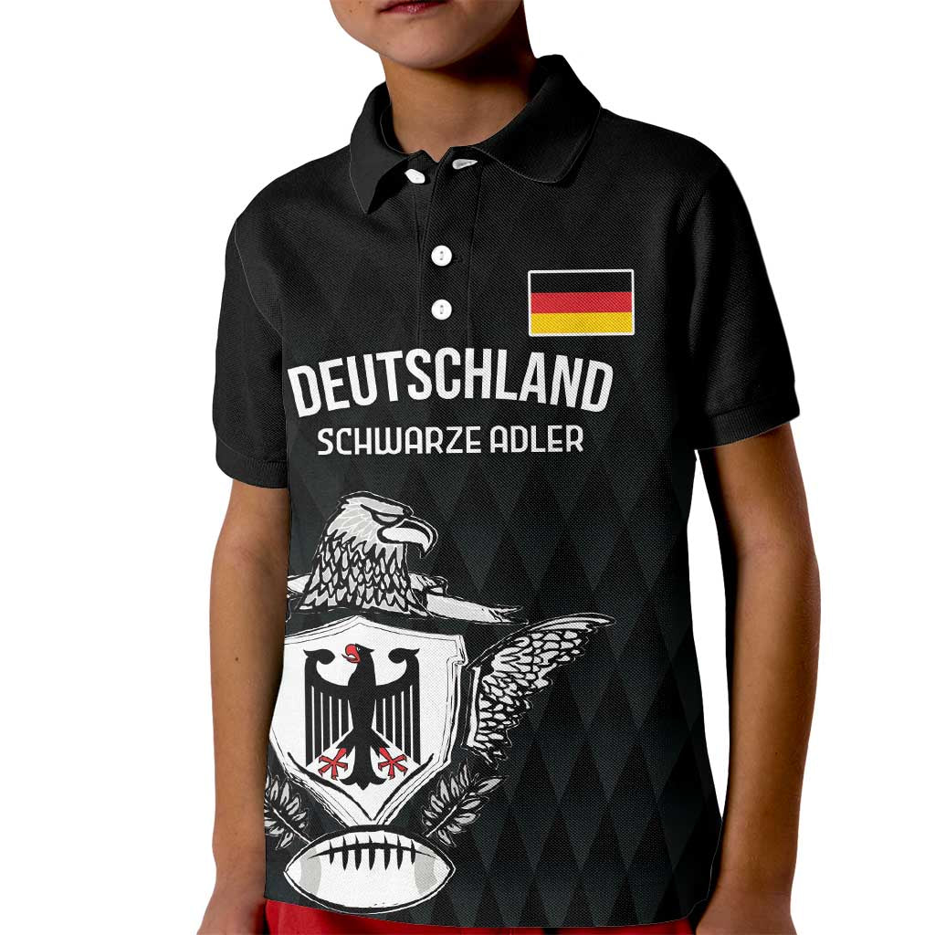 Custom Germany Rugby Kid Polo Shirt Black Eagles Special Style