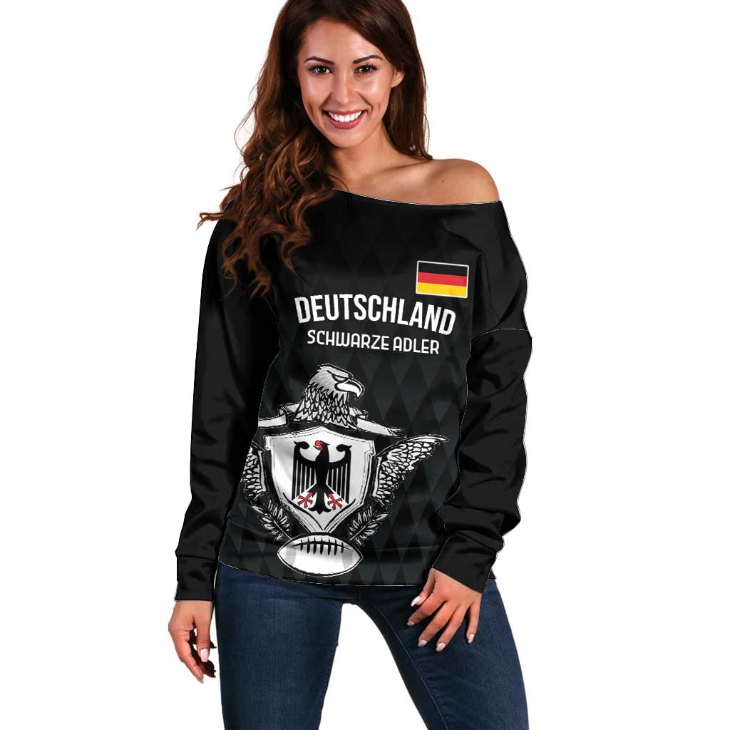Custom Germany Rugby Off Shoulder Sweater Black Eagles Special Style