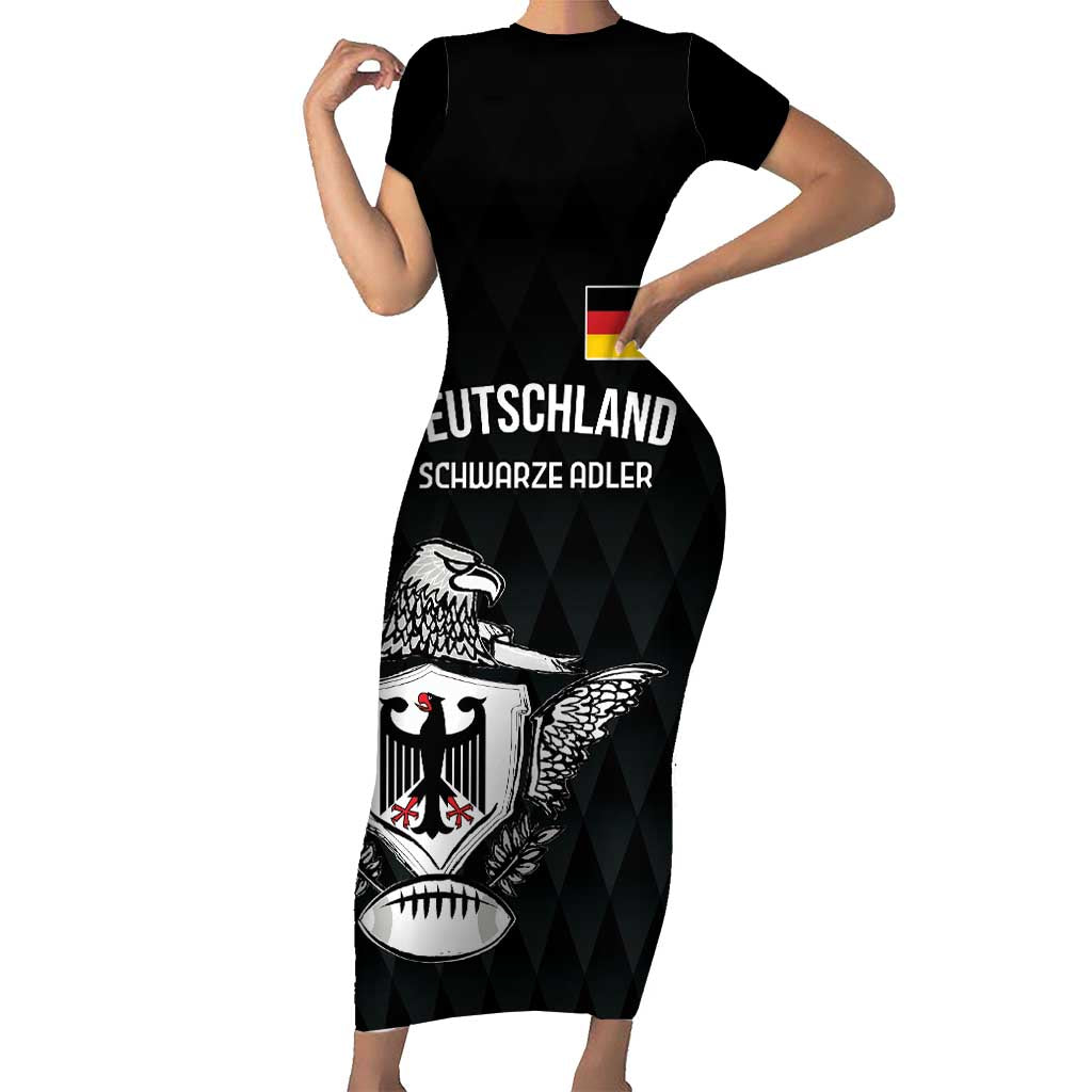 Custom Germany Rugby Short Sleeve Bodycon Dress Black Eagles Special Style - Wonder Print Shop