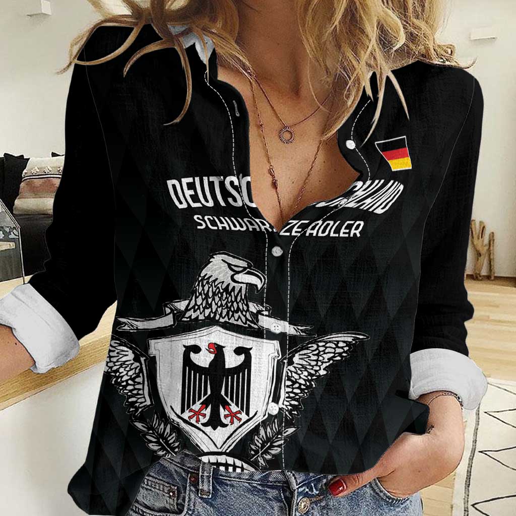 Custom Germany Rugby Women Casual Shirt Black Eagles Special Style - Wonder Print Shop