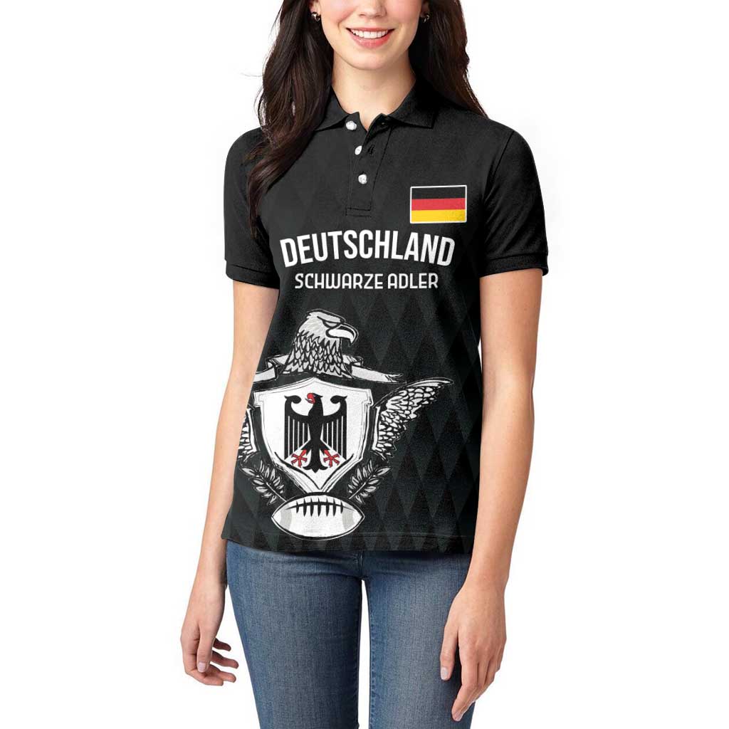 Custom Germany Rugby Women Polo Shirt Black Eagles Special Style - Wonder Print Shop