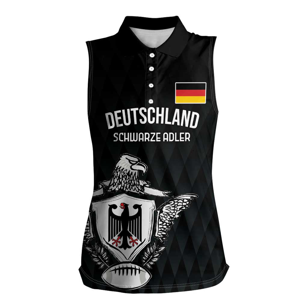 Custom Germany Rugby Women Sleeveless Polo Shirt Black Eagles Special Style - Wonder Print Shop