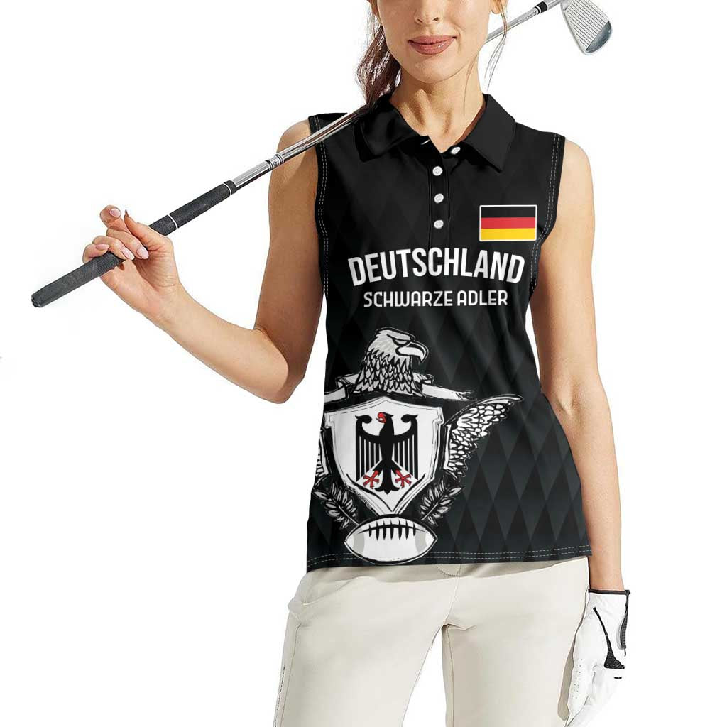 Custom Germany Rugby Women Sleeveless Polo Shirt Black Eagles Special Style - Wonder Print Shop