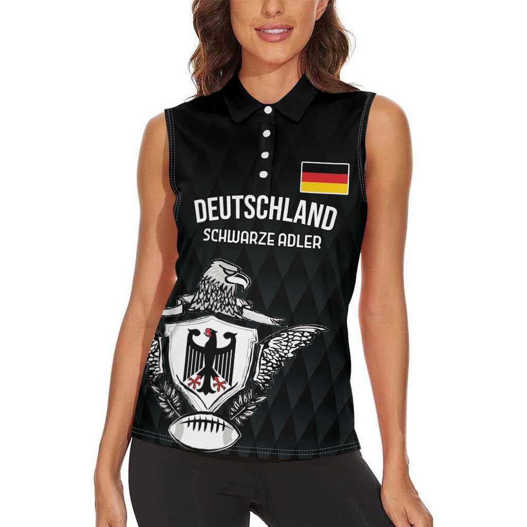 Custom Germany Rugby Women Sleeveless Polo Shirt Black Eagles Special Style - Wonder Print Shop