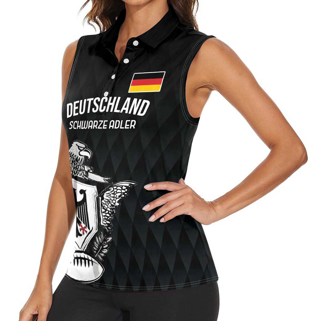Custom Germany Rugby Women Sleeveless Polo Shirt Black Eagles Special Style - Wonder Print Shop