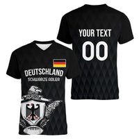 Custom Germany Rugby Women V-Neck T-Shirt Black Eagles Special Style - Wonder Print Shop
