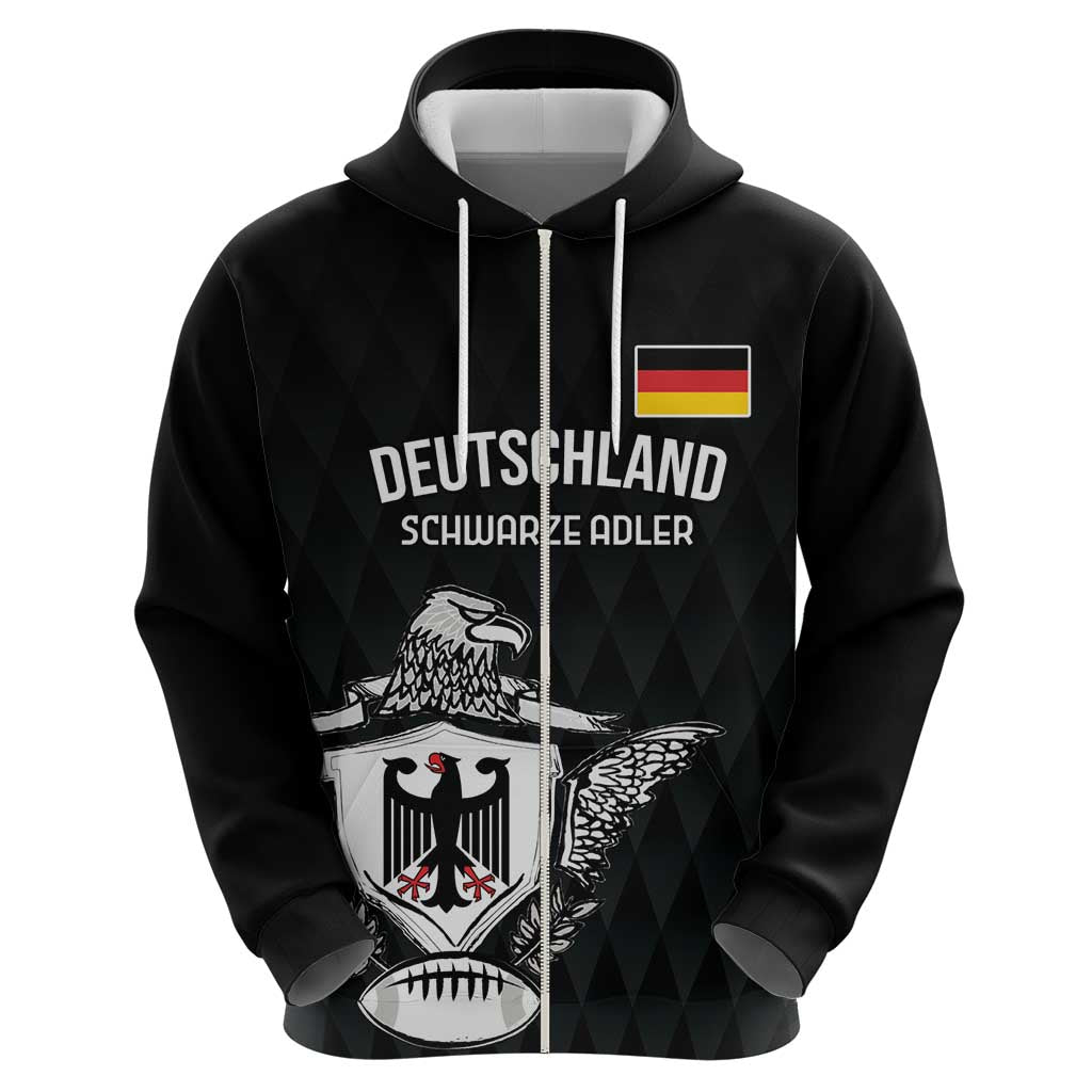 Custom Germany Rugby Zip Hoodie Black Eagles Special Style - Wonder Print Shop