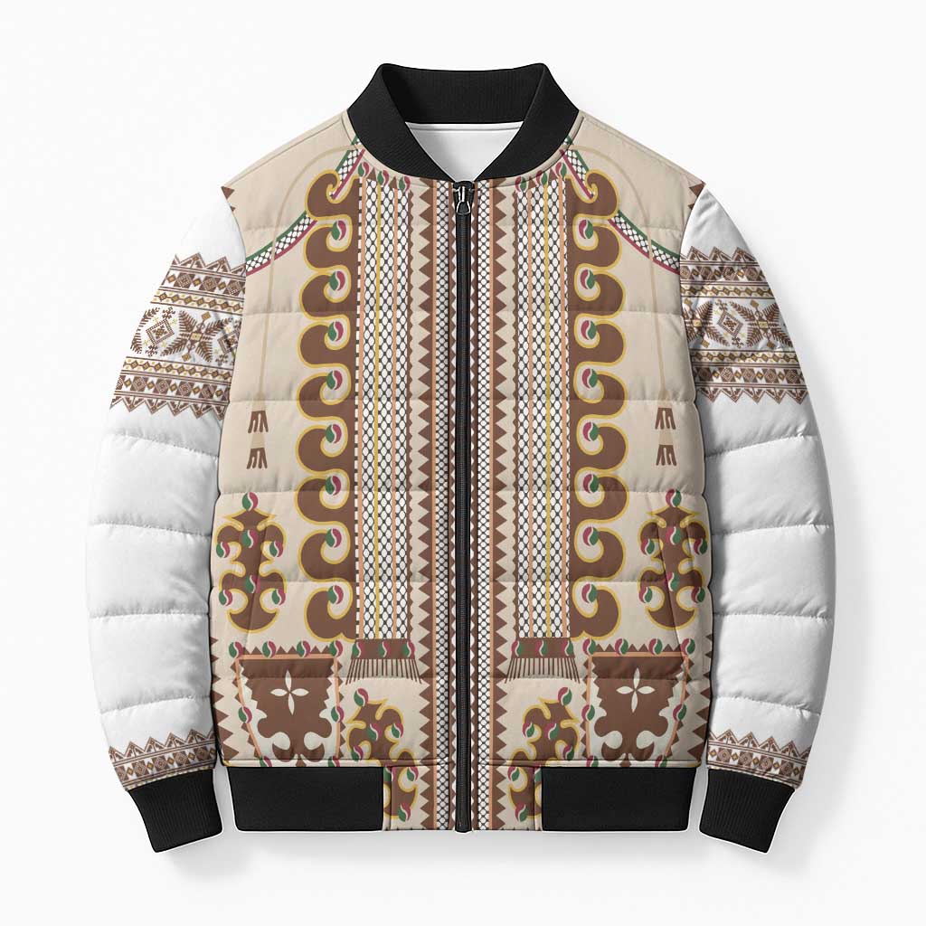 Hutsul Keptar Ukraine Bomber Puffer Jacket Carpathian Folk Embroidery Heritage Style - Wonder Print Shop