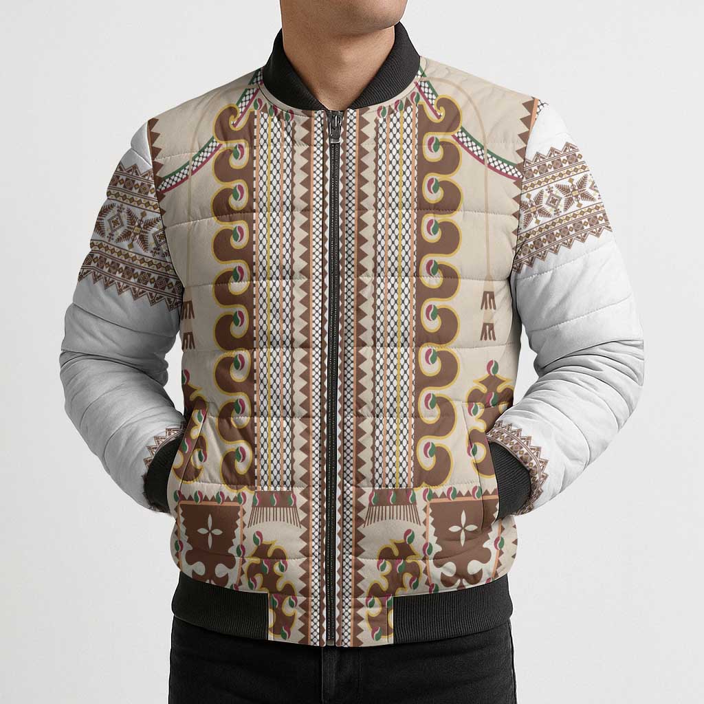 Hutsul Keptar Ukraine Bomber Puffer Jacket Carpathian Folk Embroidery Heritage Style - Wonder Print Shop