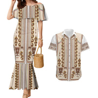 Hutsul Keptar Ukraine Couples Matching Mermaid Dress and Hawaiian Shirt Carpathian Folk Embroidery Heritage Style - Wonder Print Shop