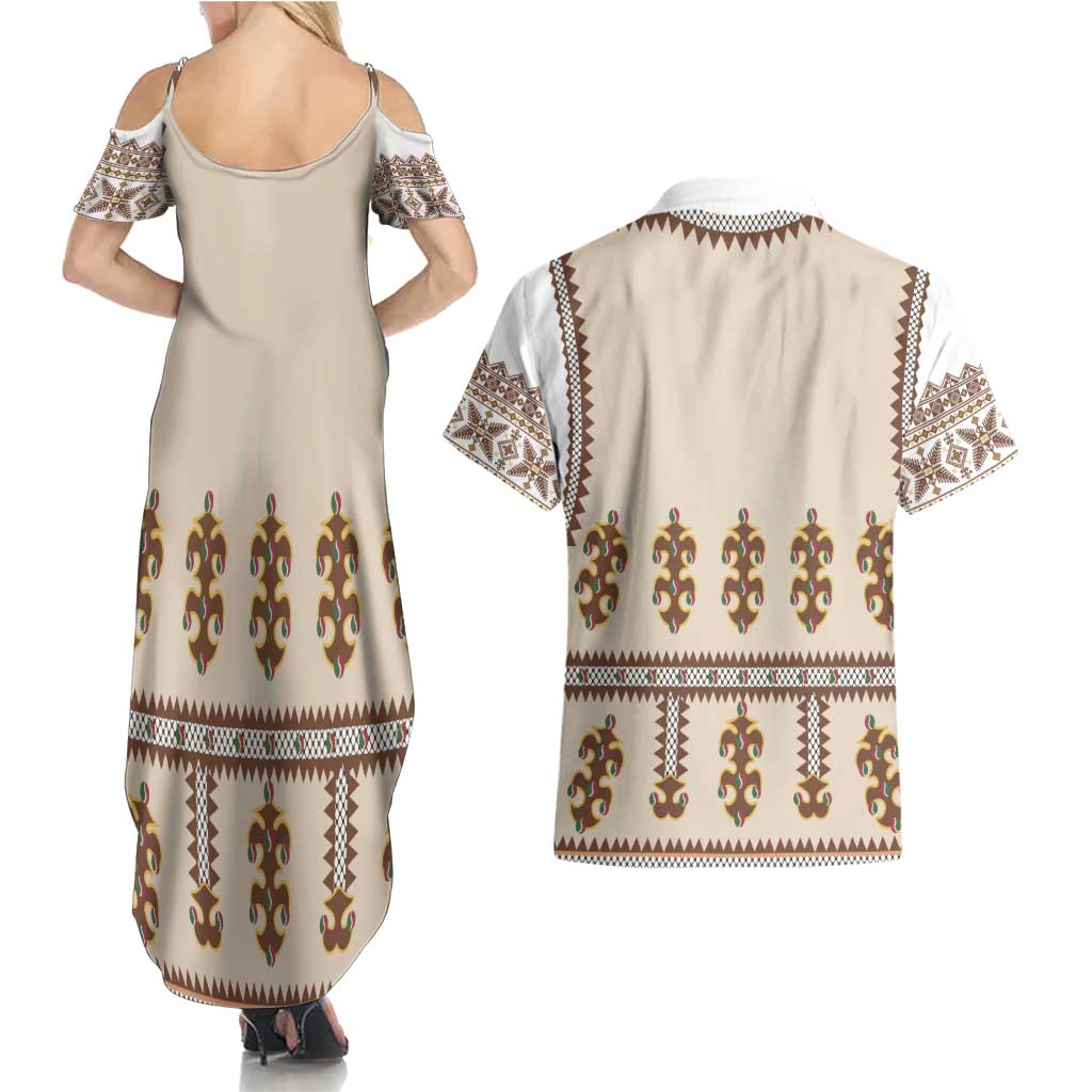 Hutsul Keptar Ukraine Couples Matching Summer Maxi Dress and Hawaiian Shirt Carpathian Folk Embroidery Heritage Style - Wonder Print Shop