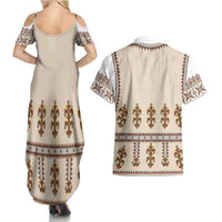 Hutsul Keptar Ukraine Couples Matching Summer Maxi Dress and Hawaiian Shirt Carpathian Folk Embroidery Heritage Style - Wonder Print Shop