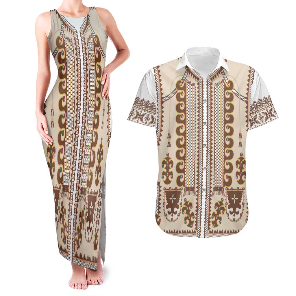Hutsul Keptar Ukraine Couples Matching Tank Maxi Dress and Hawaiian Shirt Carpathian Folk Embroidery Heritage Style - Wonder Print Shop