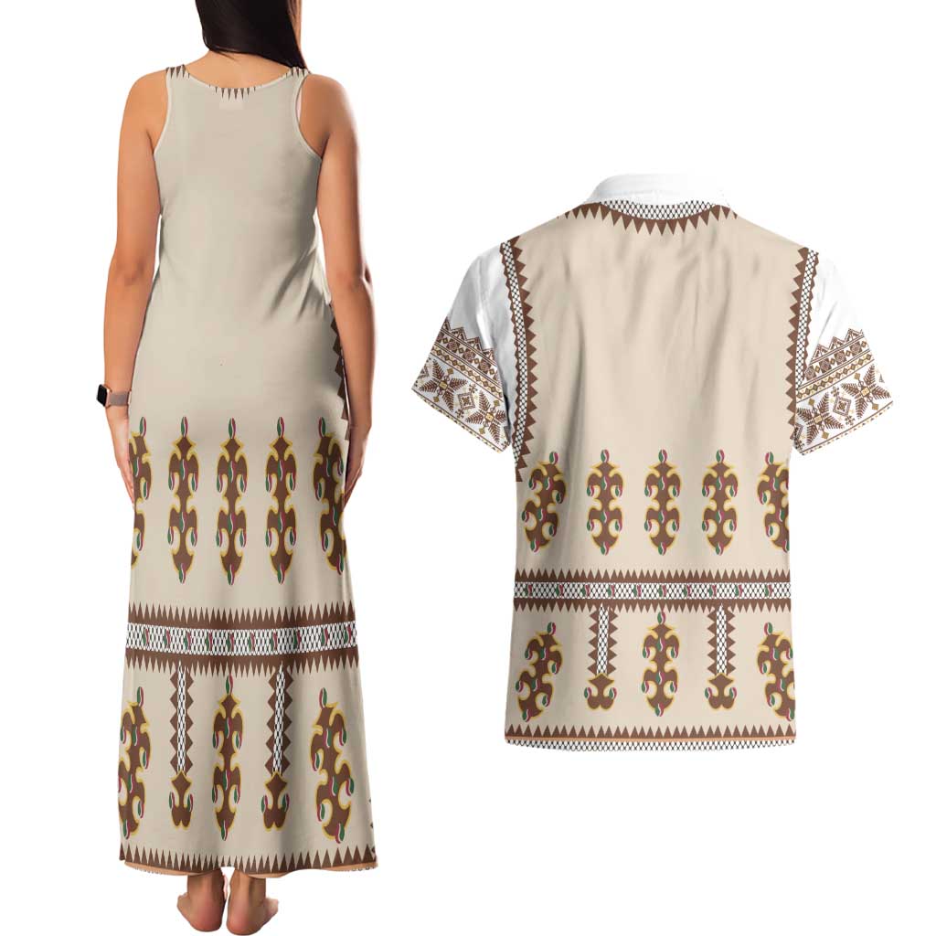 Hutsul Keptar Ukraine Couples Matching Tank Maxi Dress and Hawaiian Shirt Carpathian Folk Embroidery Heritage Style - Wonder Print Shop
