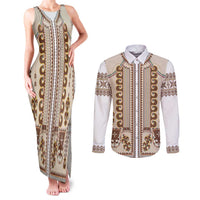 Hutsul Keptar Ukraine Couples Matching Tank Maxi Dress and Long Sleeve Button Shirt Carpathian Folk Embroidery Heritage Style - Wonder Print Shop