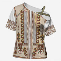 Hutsul Keptar Ukraine Cross Shoulder Shirt Carpathian Folk Embroidery Heritage Style - Wonder Print Shop