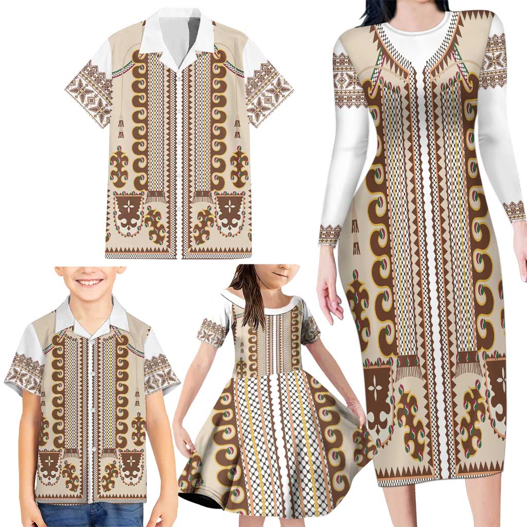 Hutsul Keptar Ukraine Family Matching Long Sleeve Bodycon Dress and Hawaiian Shirt Carpathian Folk Embroidery Heritage Style