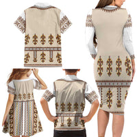 Hutsul Keptar Ukraine Family Matching Long Sleeve Bodycon Dress and Hawaiian Shirt Carpathian Folk Embroidery Heritage Style