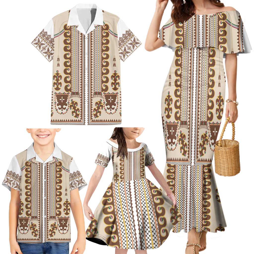 Hutsul Keptar Ukraine Family Matching Mermaid Dress and Hawaiian Shirt Carpathian Folk Embroidery Heritage Style