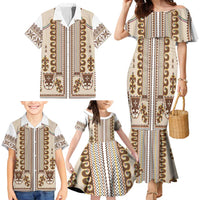 Hutsul Keptar Ukraine Family Matching Mermaid Dress and Hawaiian Shirt Carpathian Folk Embroidery Heritage Style