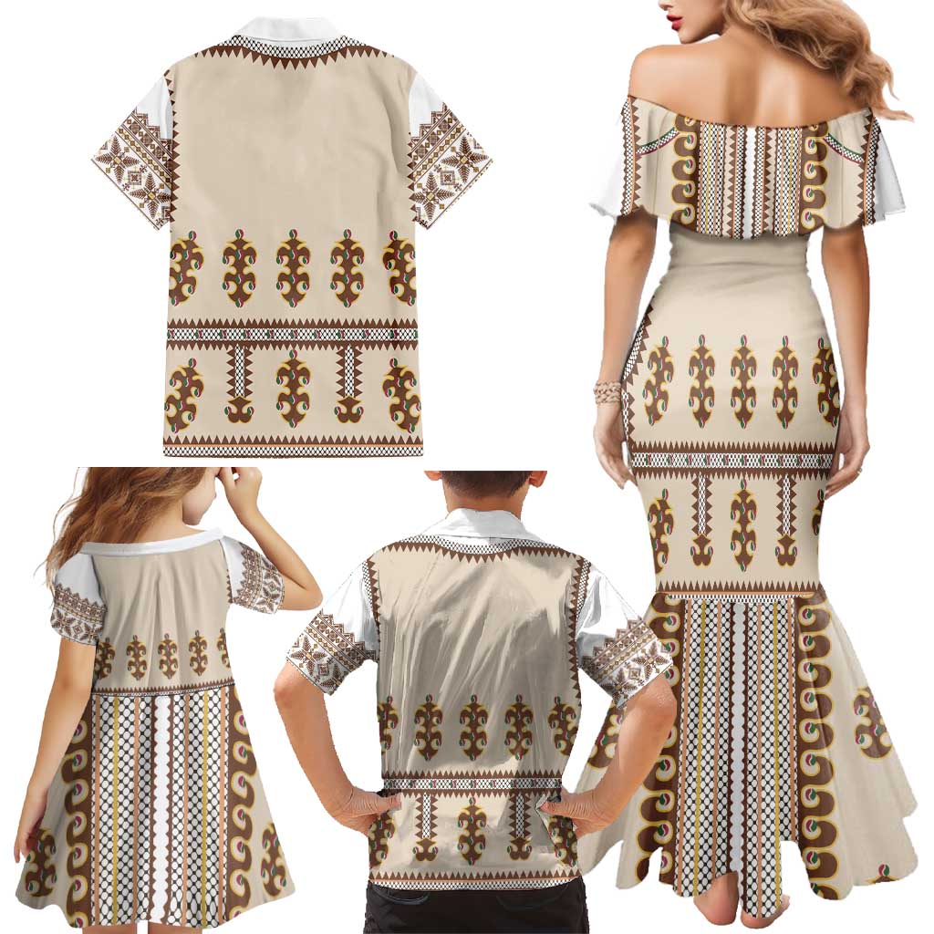 Hutsul Keptar Ukraine Family Matching Mermaid Dress and Hawaiian Shirt Carpathian Folk Embroidery Heritage Style