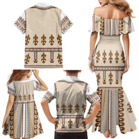 Hutsul Keptar Ukraine Family Matching Mermaid Dress and Hawaiian Shirt Carpathian Folk Embroidery Heritage Style