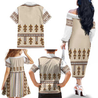 Hutsul Keptar Ukraine Family Matching Off The Shoulder Long Sleeve Dress and Hawaiian Shirt Carpathian Folk Embroidery Heritage Style