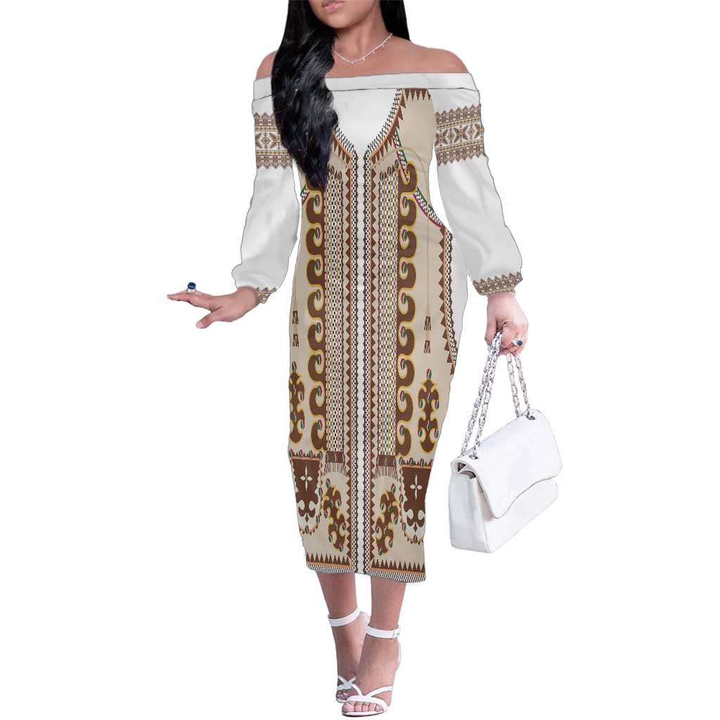 Hutsul Keptar Ukraine Family Matching Off The Shoulder Long Sleeve Dress and Hawaiian Shirt Carpathian Folk Embroidery Heritage Style