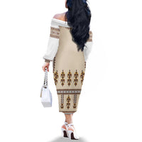 Hutsul Keptar Ukraine Family Matching Off The Shoulder Long Sleeve Dress and Hawaiian Shirt Carpathian Folk Embroidery Heritage Style