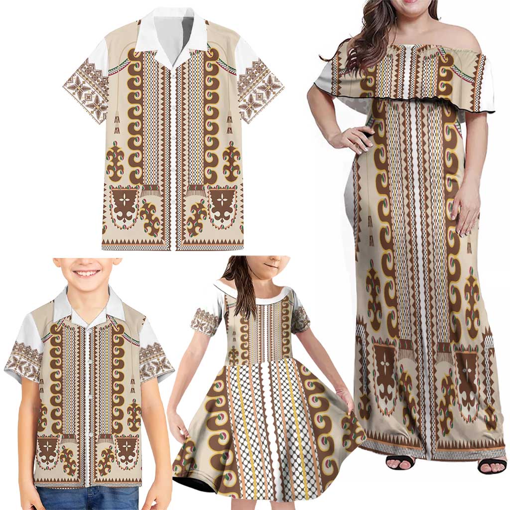 Hutsul Keptar Ukraine Family Matching Off Shoulder Maxi Dress and Hawaiian Shirt Carpathian Folk Embroidery Heritage Style