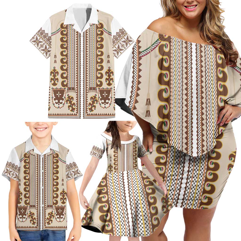 Hutsul Keptar Ukraine Family Matching Off Shoulder Short Dress and Hawaiian Shirt Carpathian Folk Embroidery Heritage Style