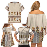 Hutsul Keptar Ukraine Family Matching Off Shoulder Short Dress and Hawaiian Shirt Carpathian Folk Embroidery Heritage Style