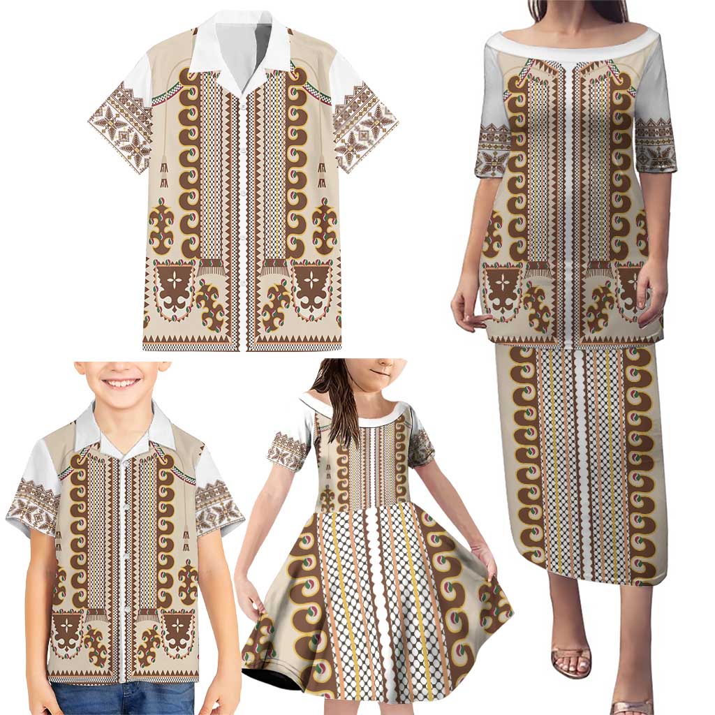 Hutsul Keptar Ukraine Family Matching Puletasi and Hawaiian Shirt Carpathian Folk Embroidery Heritage Style