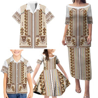 Hutsul Keptar Ukraine Family Matching Puletasi and Hawaiian Shirt Carpathian Folk Embroidery Heritage Style
