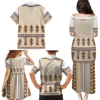 Hutsul Keptar Ukraine Family Matching Puletasi and Hawaiian Shirt Carpathian Folk Embroidery Heritage Style
