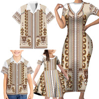 Hutsul Keptar Ukraine Family Matching Short Sleeve Bodycon Dress and Hawaiian Shirt Carpathian Folk Embroidery Heritage Style