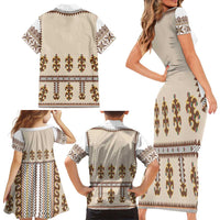 Hutsul Keptar Ukraine Family Matching Short Sleeve Bodycon Dress and Hawaiian Shirt Carpathian Folk Embroidery Heritage Style