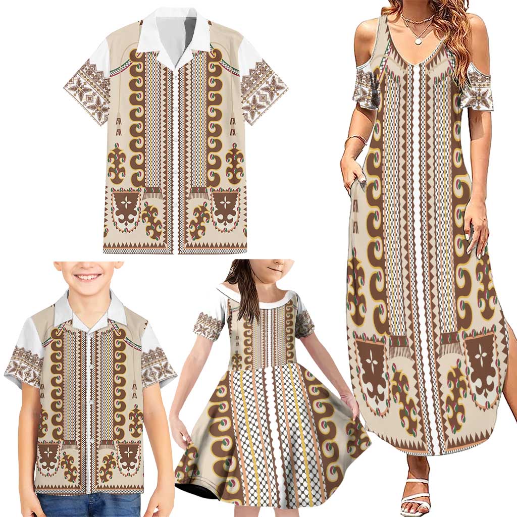 Hutsul Keptar Ukraine Family Matching Summer Maxi Dress and Hawaiian Shirt Carpathian Folk Embroidery Heritage Style