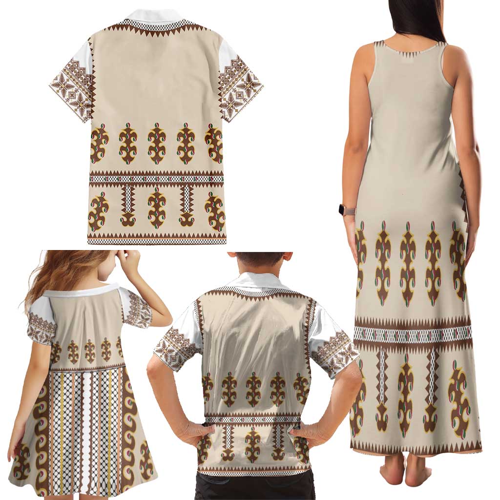 Hutsul Keptar Ukraine Family Matching Tank Maxi Dress and Hawaiian Shirt Carpathian Folk Embroidery Heritage Style