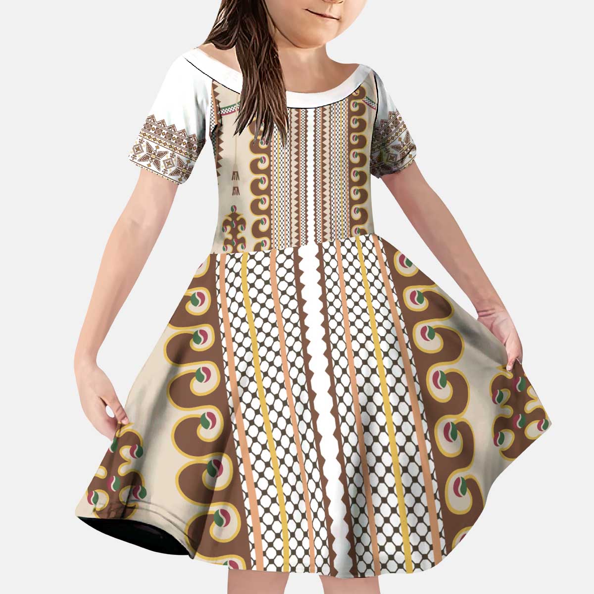 Hutsul Keptar Ukraine Kid Short Sleeve Dress Carpathian Folk Embroidery Heritage Style - Wonder Print Shop