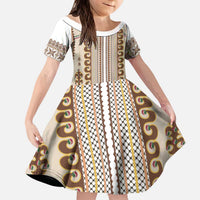 Hutsul Keptar Ukraine Kid Short Sleeve Dress Carpathian Folk Embroidery Heritage Style - Wonder Print Shop