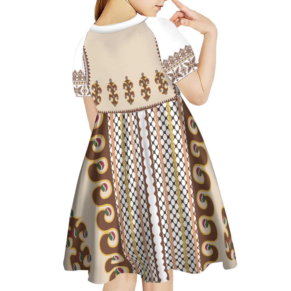 Hutsul Keptar Ukraine Kid Short Sleeve Dress Carpathian Folk Embroidery Heritage Style - Wonder Print Shop