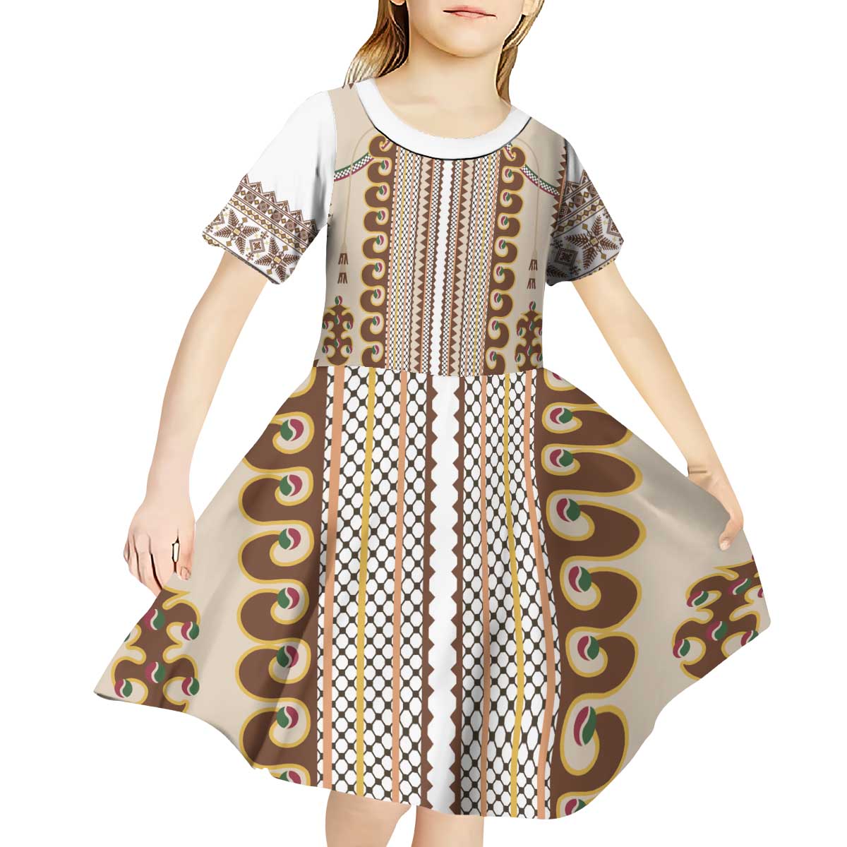 Hutsul Keptar Ukraine Kid Short Sleeve Dress Carpathian Folk Embroidery Heritage Style - Wonder Print Shop