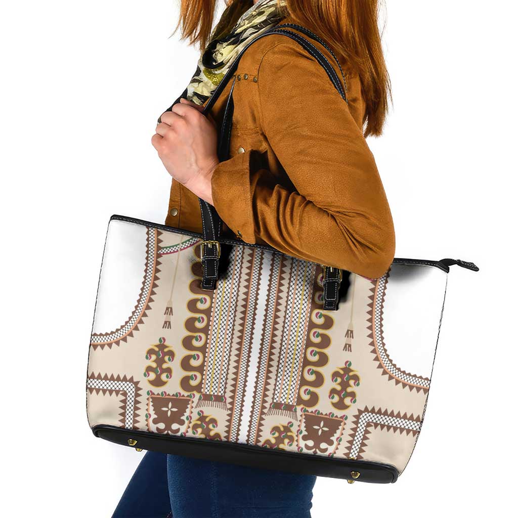 Hutsul Keptar Ukraine Leather Tote Bag Carpathian Folk Embroidery Heritage Style - Wonder Print Shop